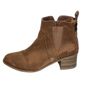 Blowfish Ankle Booties Size 8.5 Brown Vegan Leather Suede Block Heel